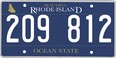 RI license plate 209812