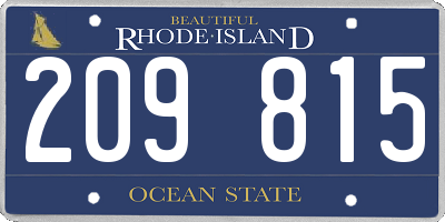 RI license plate 209815