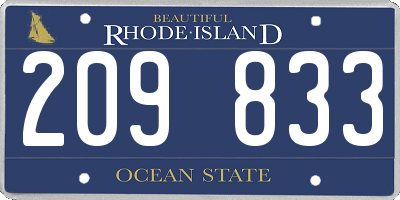 RI license plate 209833