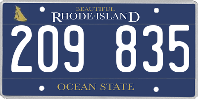 RI license plate 209835