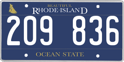 RI license plate 209836