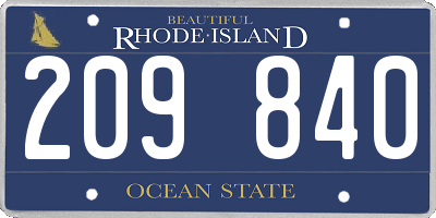 RI license plate 209840