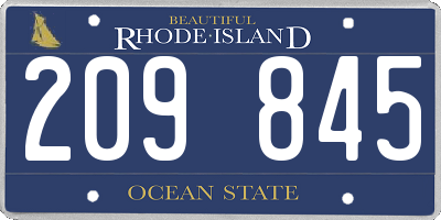 RI license plate 209845