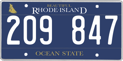RI license plate 209847