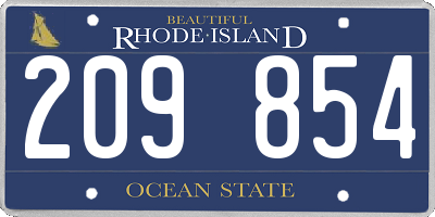 RI license plate 209854