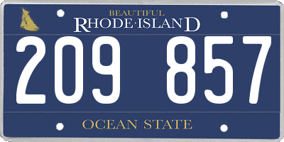 RI license plate 209857