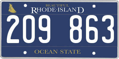 RI license plate 209863