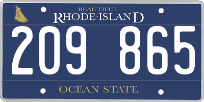 RI license plate 209865