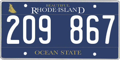 RI license plate 209867