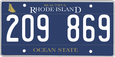 RI license plate 209869