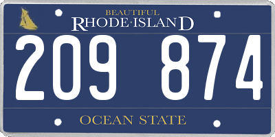 RI license plate 209874