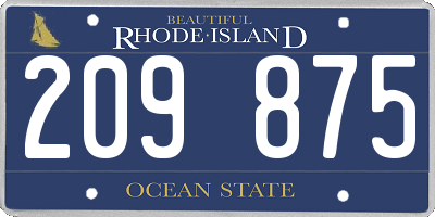 RI license plate 209875