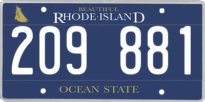RI license plate 209881