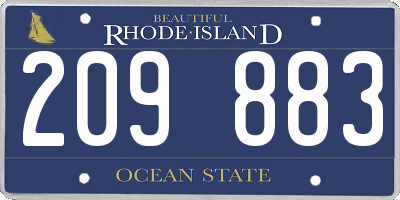 RI license plate 209883