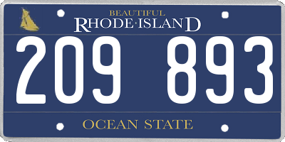RI license plate 209893