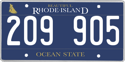 RI license plate 209905