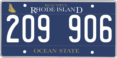 RI license plate 209906