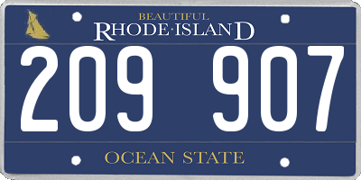 RI license plate 209907
