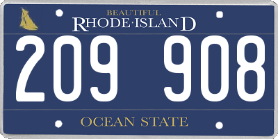 RI license plate 209908