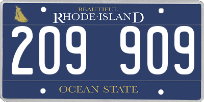 RI license plate 209909