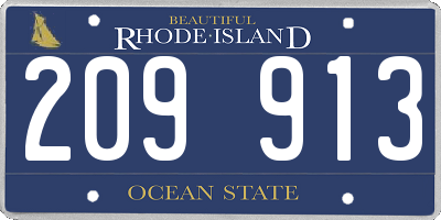 RI license plate 209913