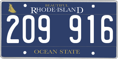 RI license plate 209916