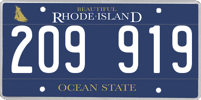 RI license plate 209919