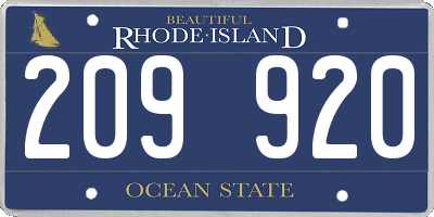 RI license plate 209920