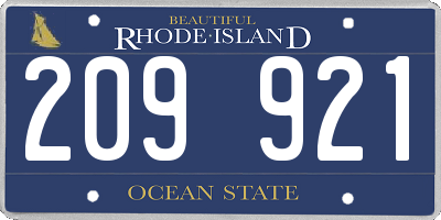 RI license plate 209921