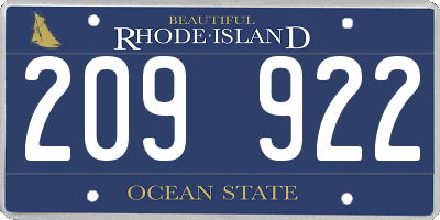 RI license plate 209922