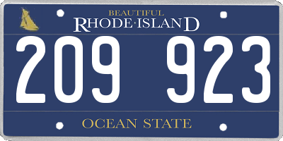 RI license plate 209923