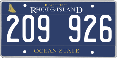RI license plate 209926