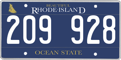RI license plate 209928