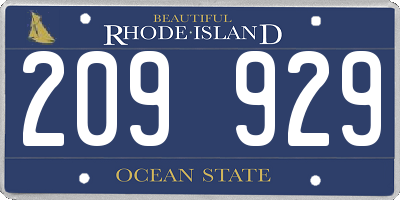 RI license plate 209929