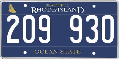 RI license plate 209930