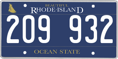 RI license plate 209932