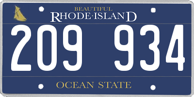 RI license plate 209934