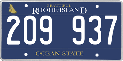 RI license plate 209937