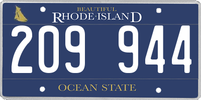 RI license plate 209944