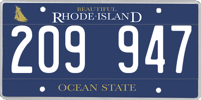 RI license plate 209947
