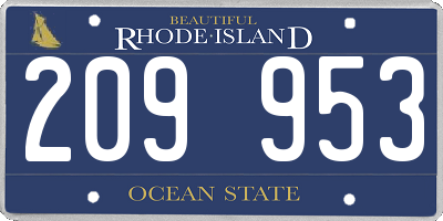 RI license plate 209953
