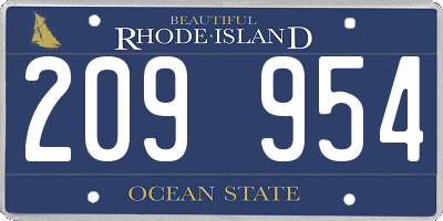 RI license plate 209954