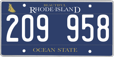 RI license plate 209958