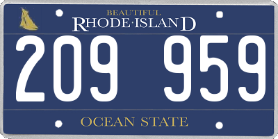 RI license plate 209959