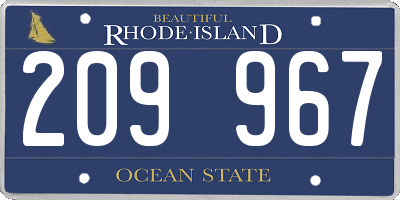 RI license plate 209967
