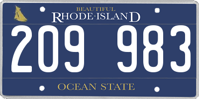 RI license plate 209983