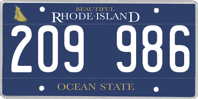 RI license plate 209986