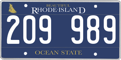 RI license plate 209989
