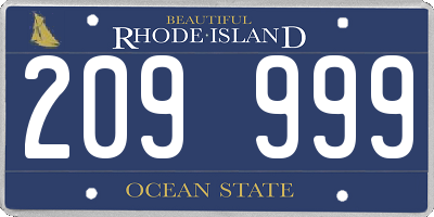 RI license plate 209999