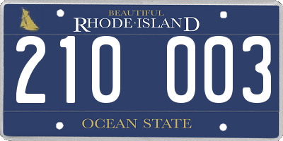 RI license plate 210003